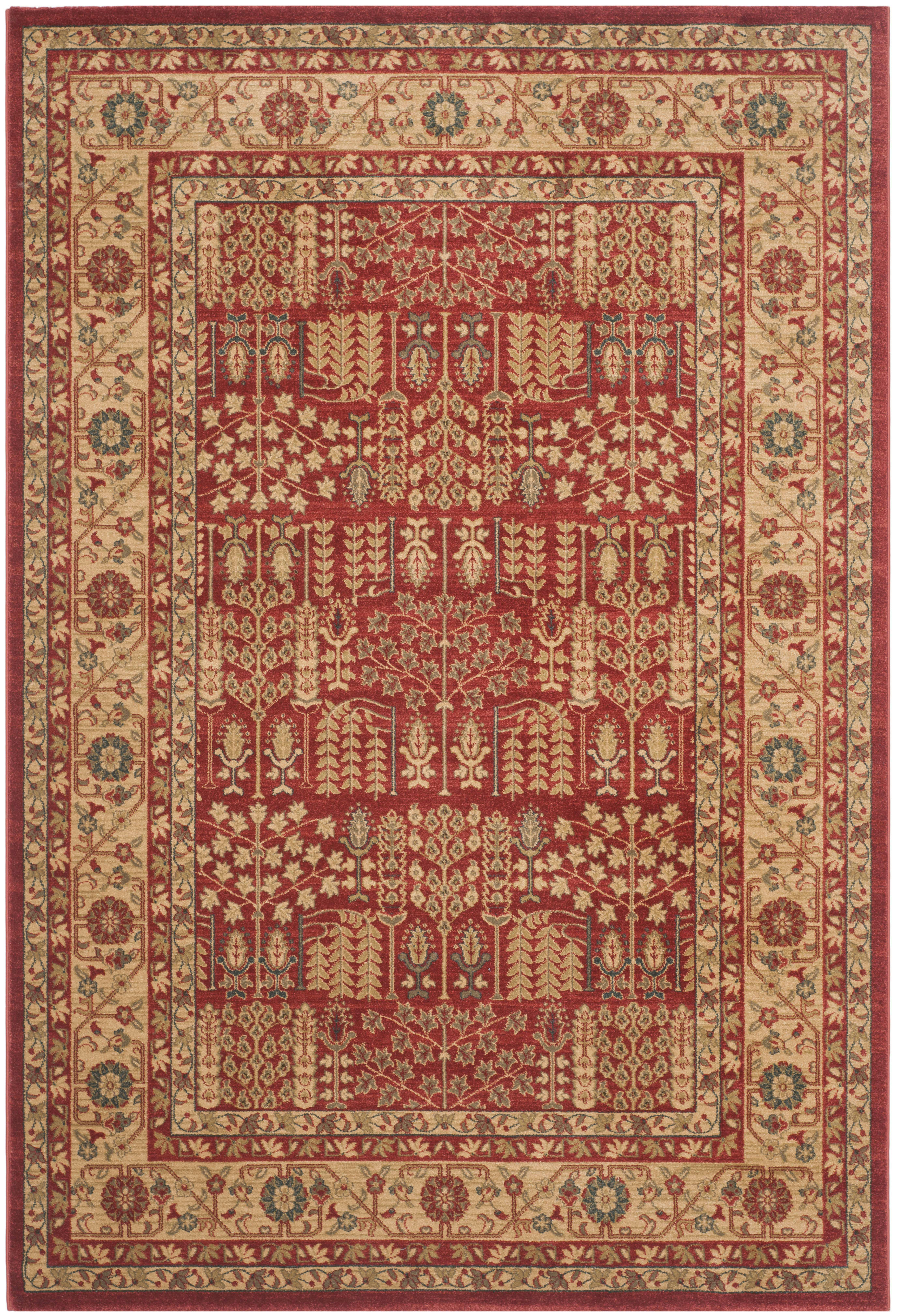 MAHAL - Tapis de salon interieur en rouge & naturel, 201 x 279 cm