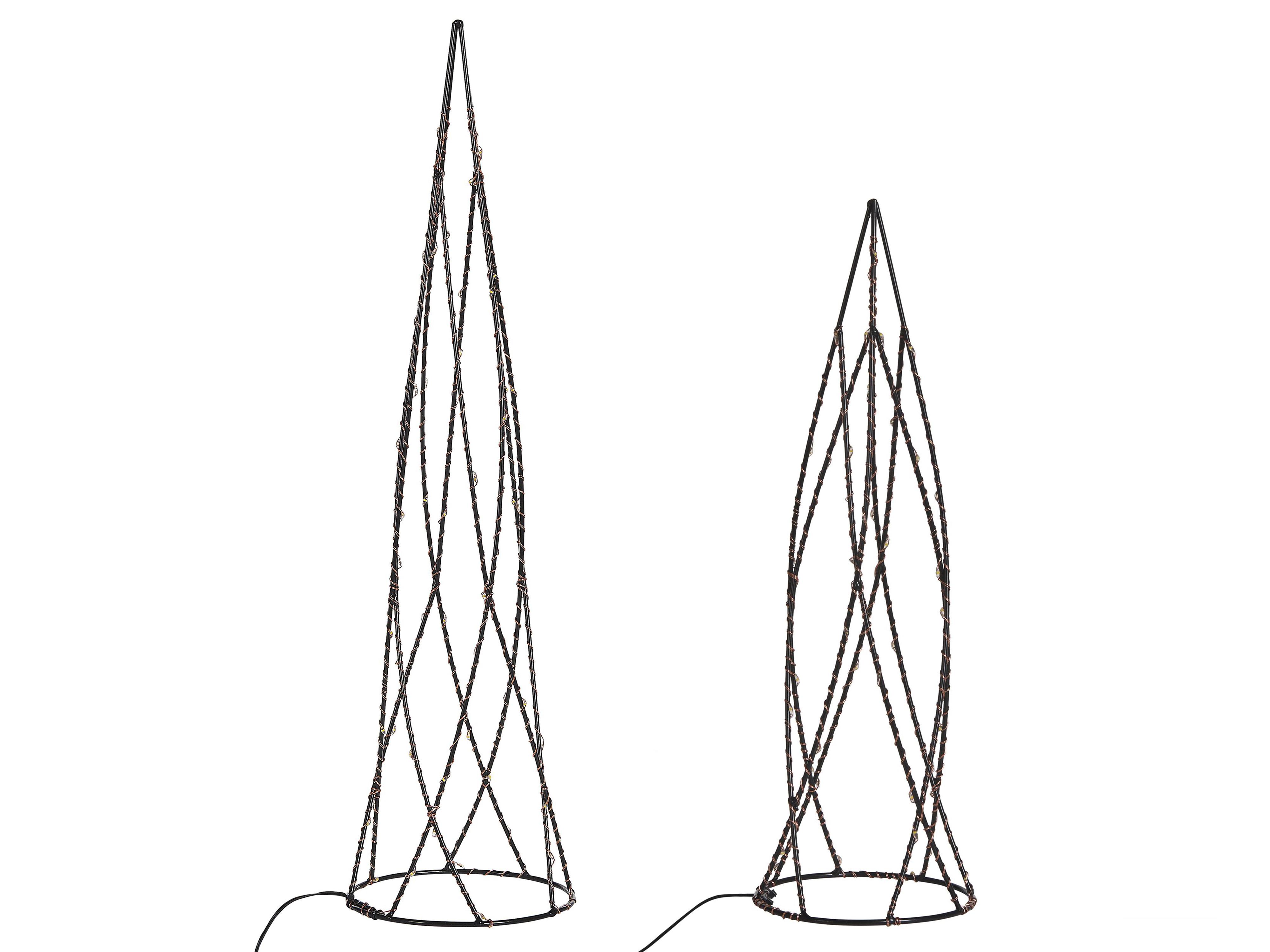Set of 2 Christmas Decorations LED NEIDEN Christmas Tree 52/38 cm Silver