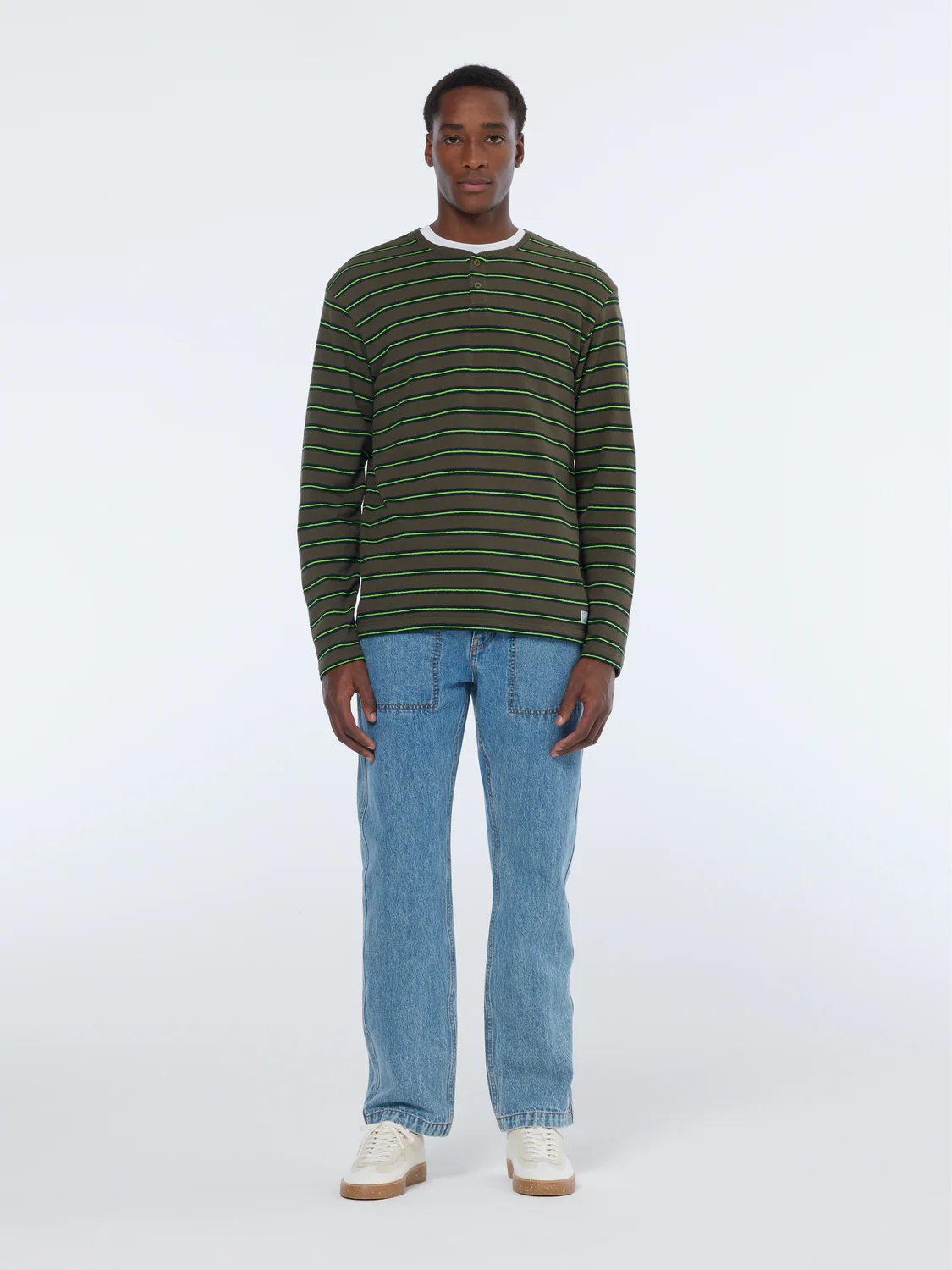 Relaxed Fit Textured Stripe Long Sleeve T-Shirt