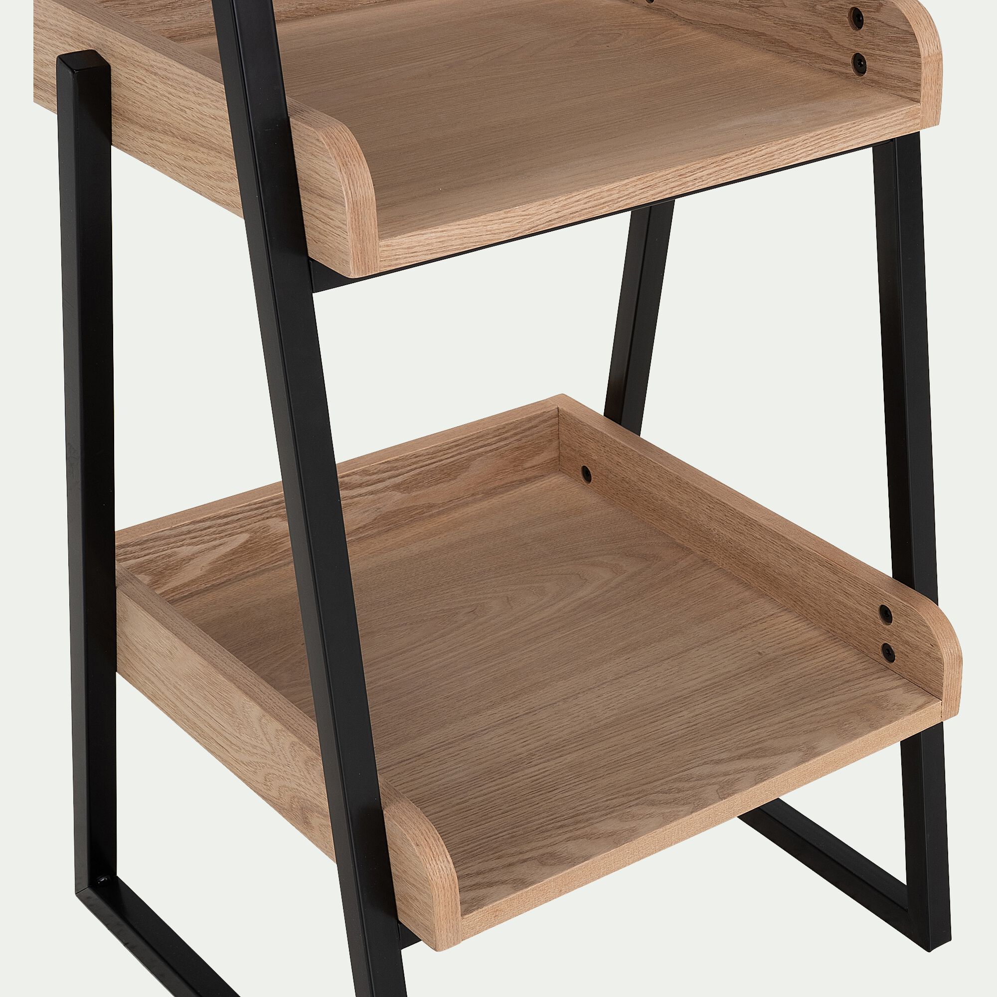 ESTANIER - Étagère 5 tablettes plaquée frêne et métal noir L40cm - bois clair