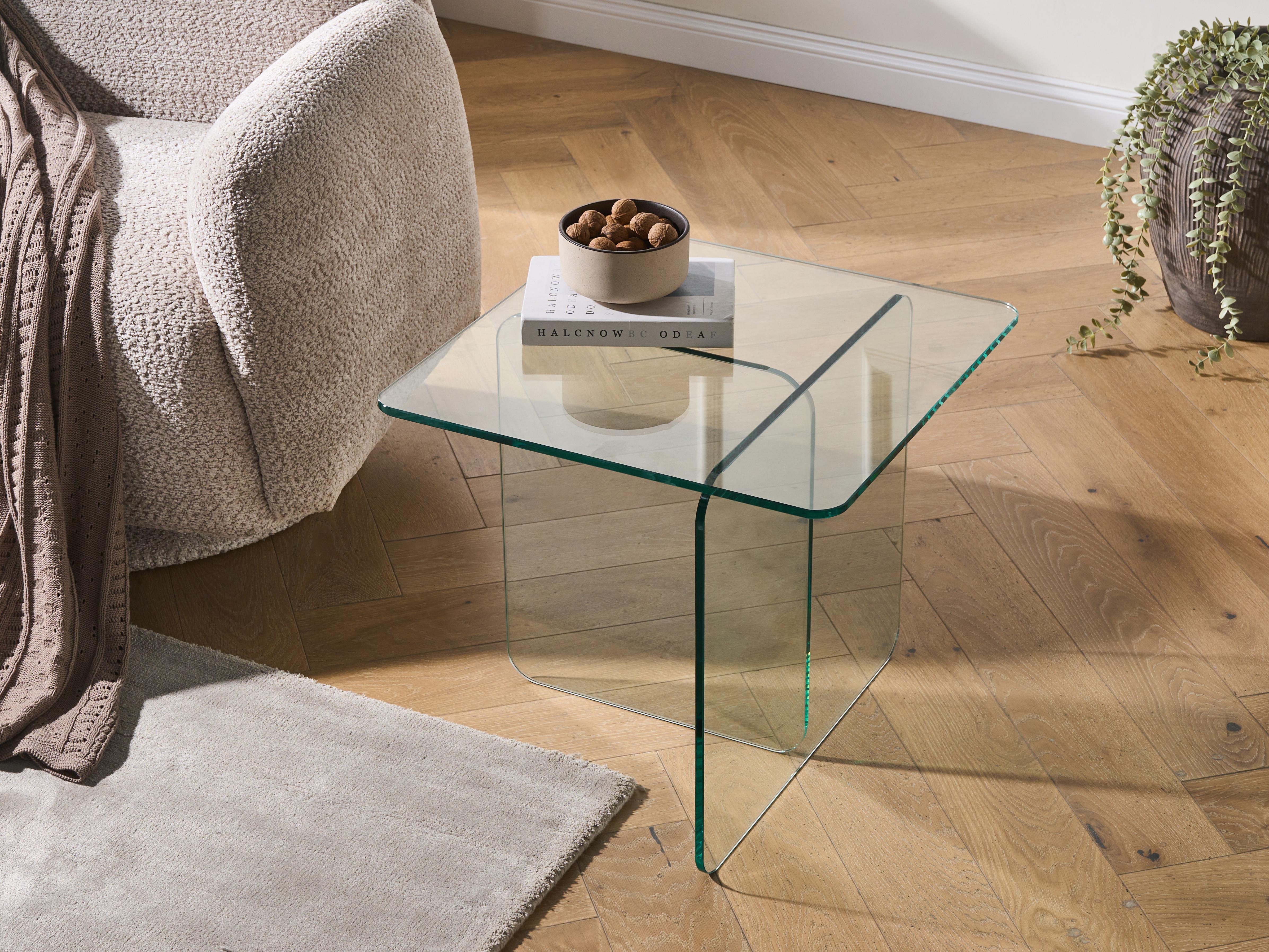 Side Table AMISK Tempered Glass Transparent