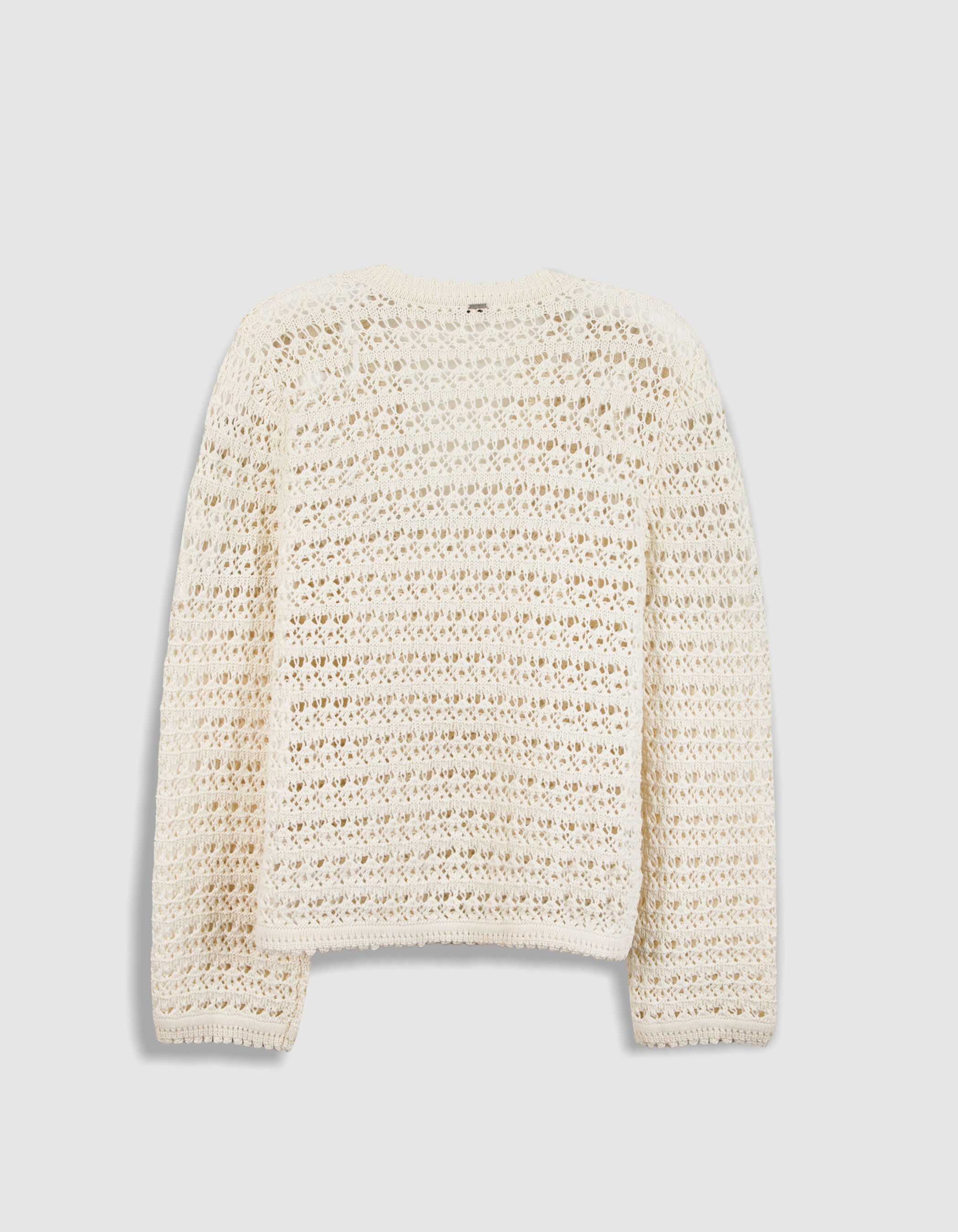 Pull blanc tricot crochet ajouré Femme
