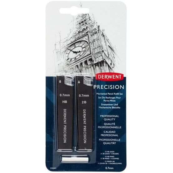 Derwent Precision Mechanical Pencil 0.7mm Refill Set