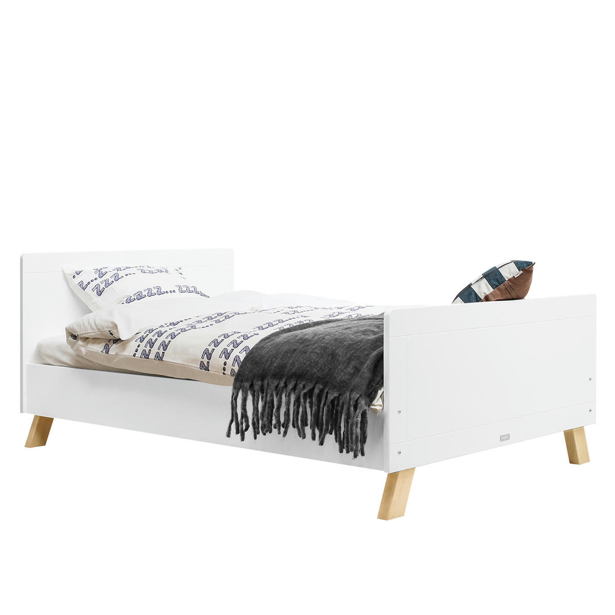 LISA - Lit 120x200 sommier inclus blanc naturel