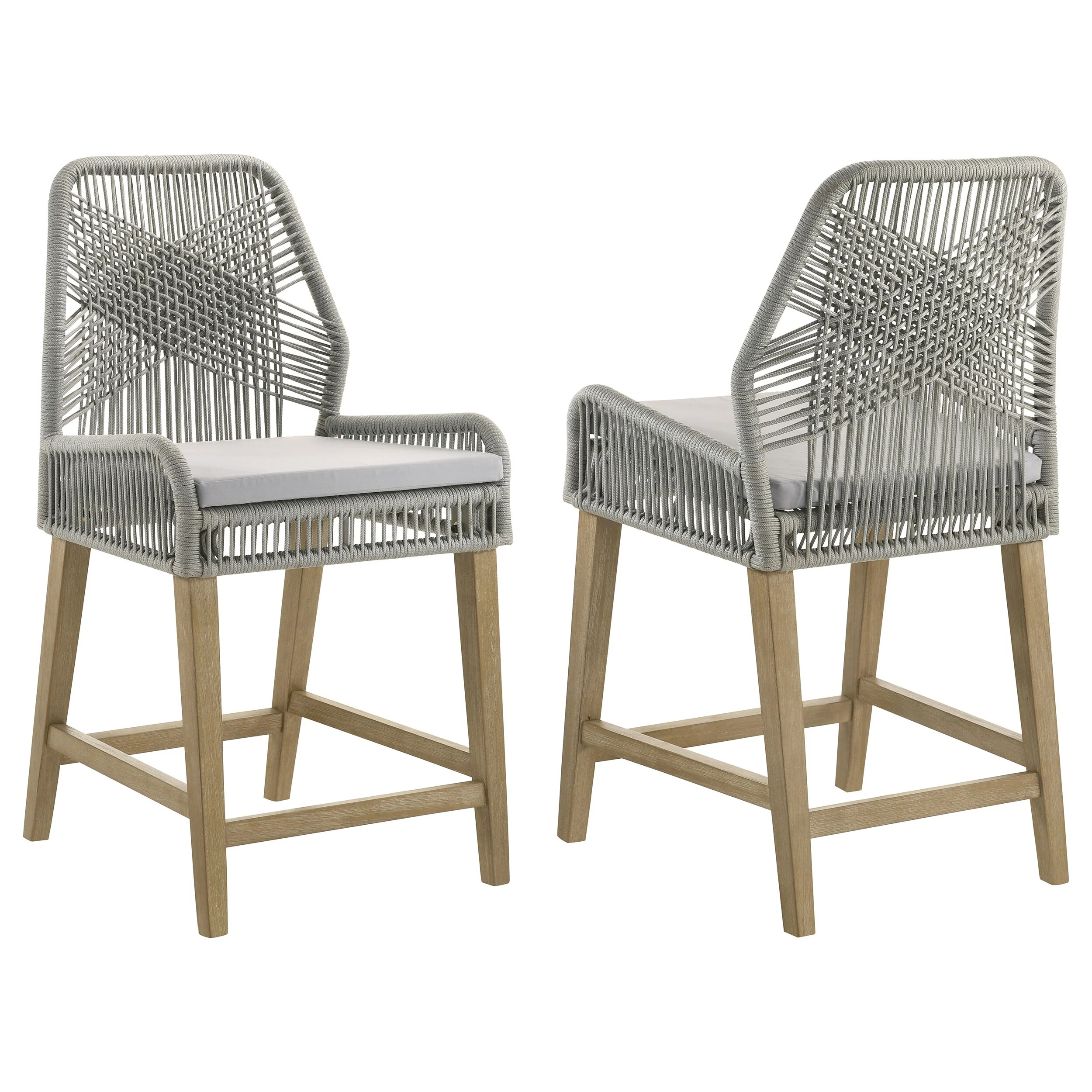 Nakia Woven Rope Counter Chair with Cushion Navy (Set of 2)