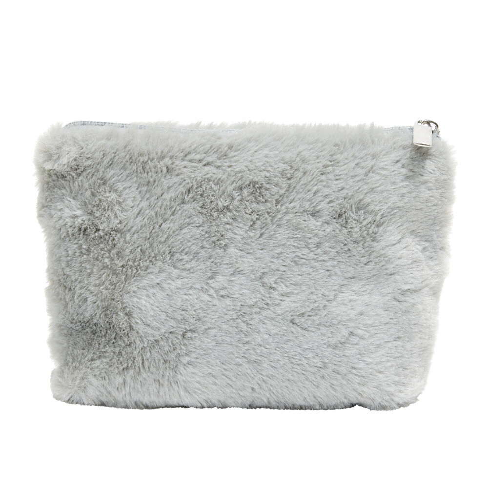 Trousse à maquillage toucher doux 14x20cm - 2 modèles rose ou gris