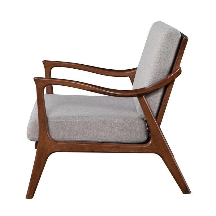 Slate Wood Lounge Chair with Removable Cushions in Brown/Gray