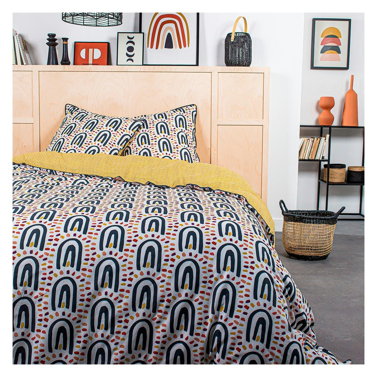 DESERT CHIK - Parure de lit 2 personnes imprimé en Coton Jaune 240x260 cm