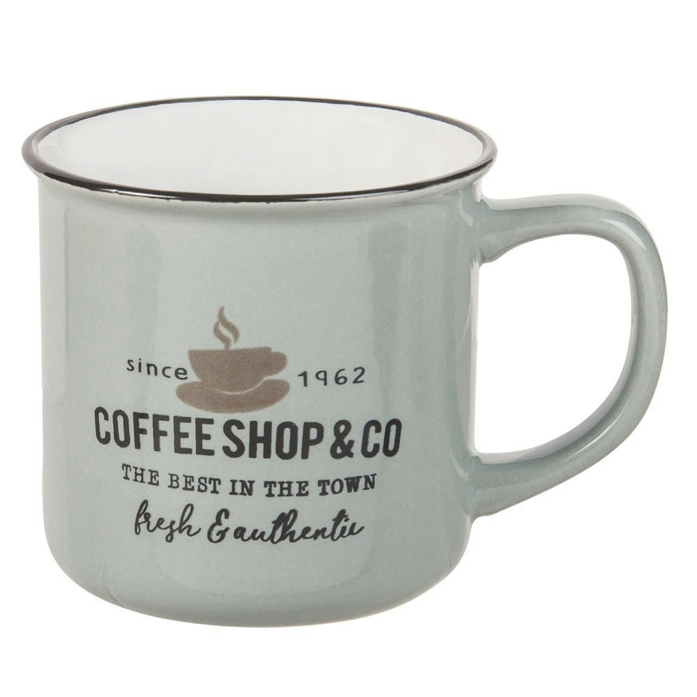 TOWN - Mug en faïence bleue imprimée