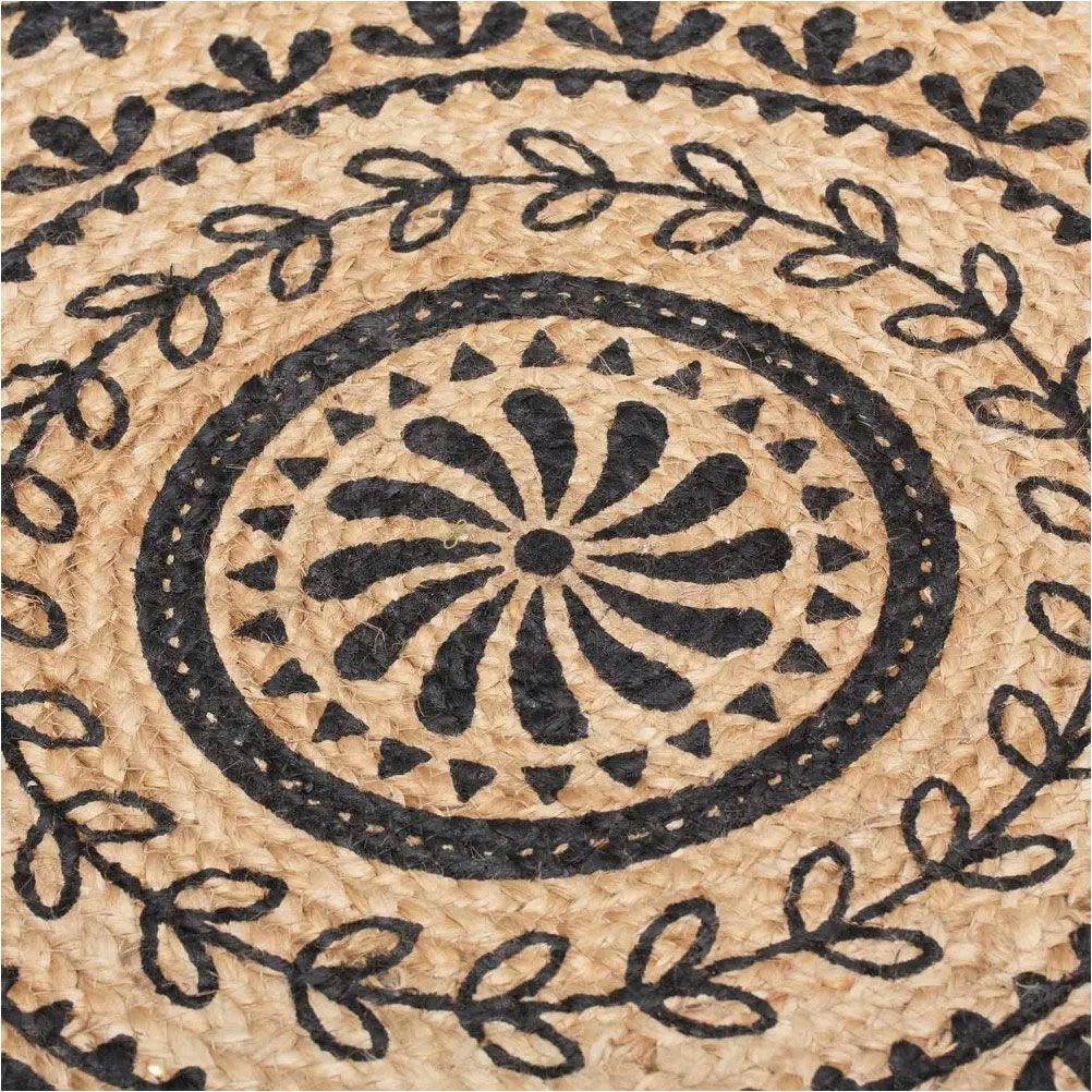 - Tapis rond en jute nature et noir D120cm