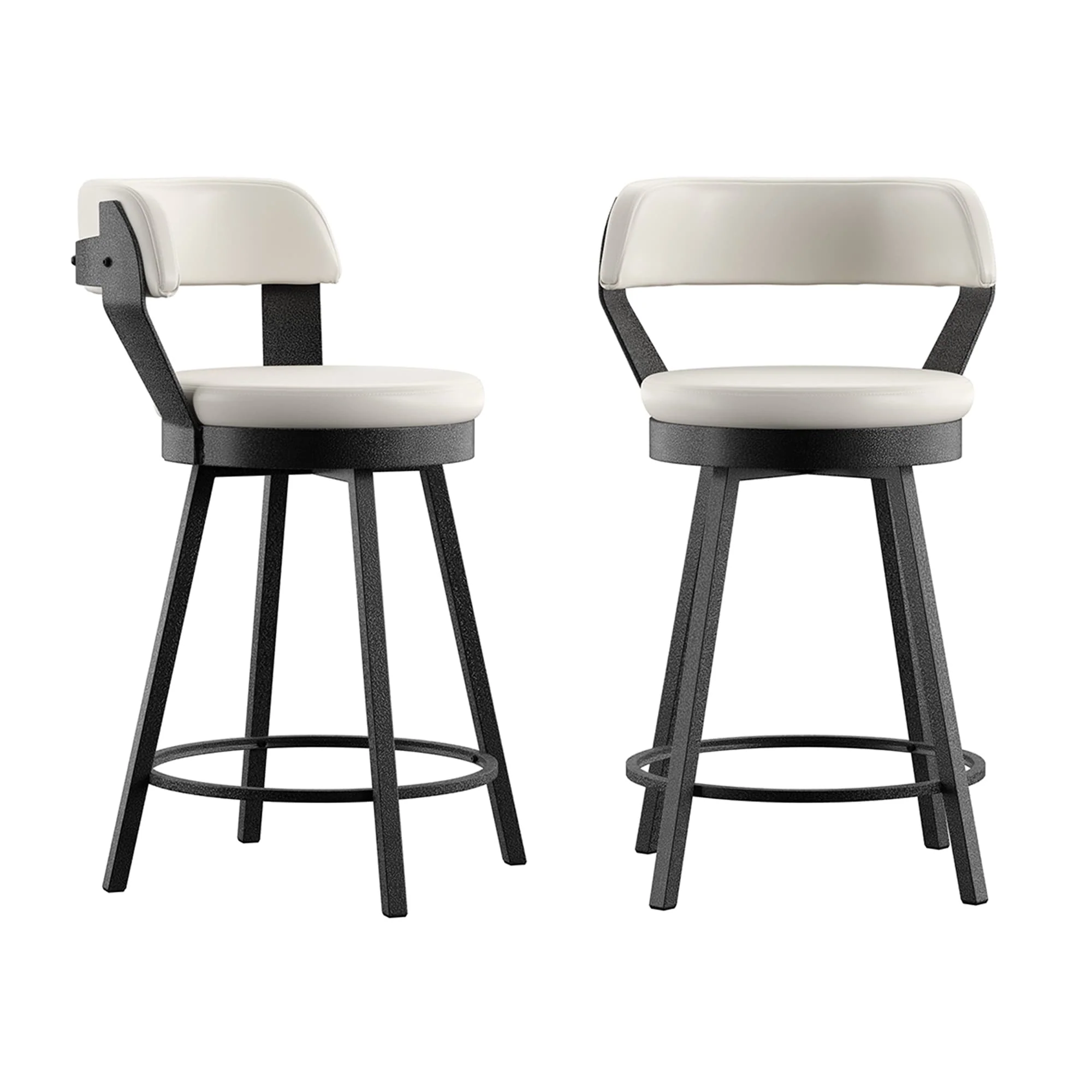 Grinzau Faux Leather Metal Swivel Stools (Set of 2)