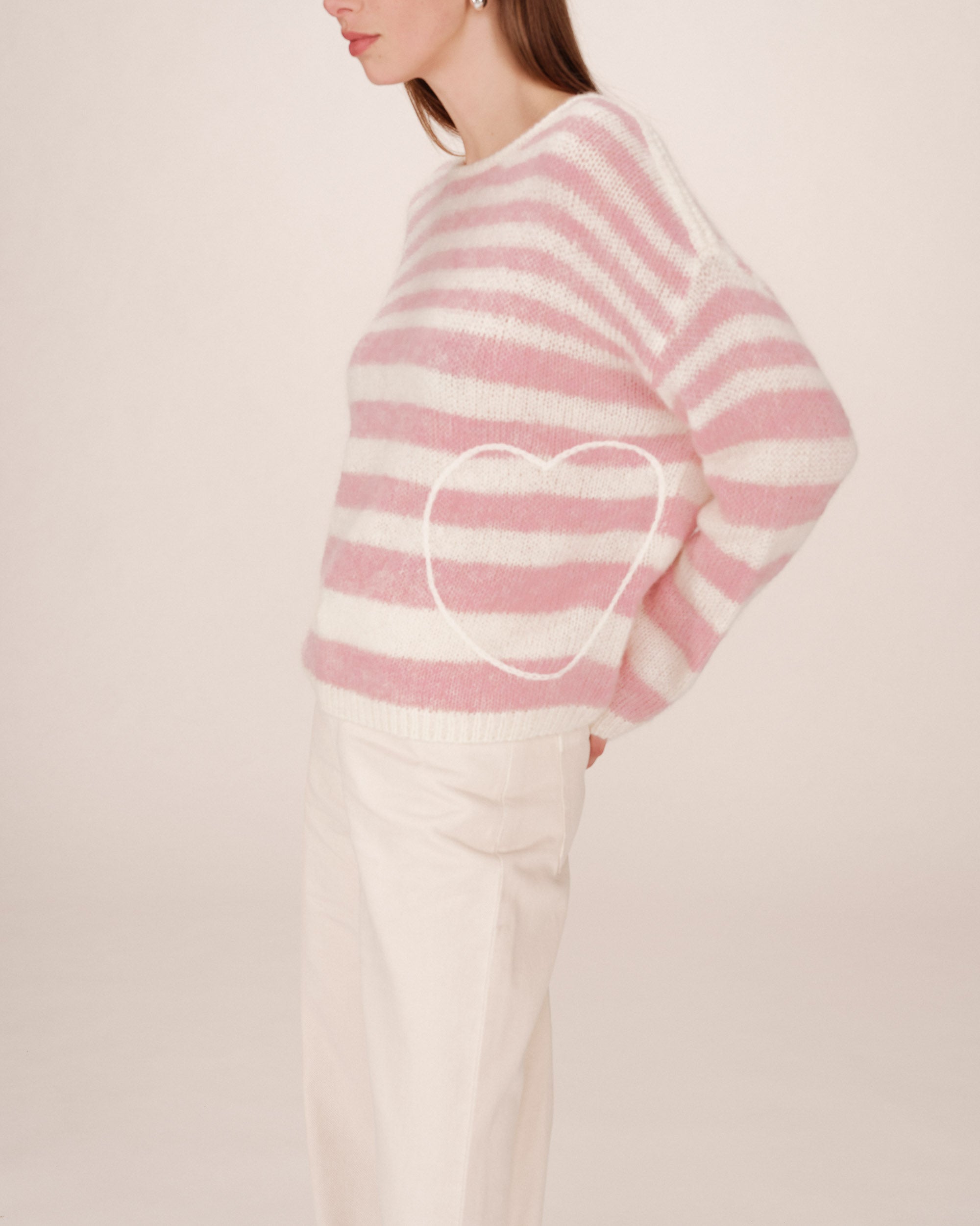Pull a rayures cristal rose Sand