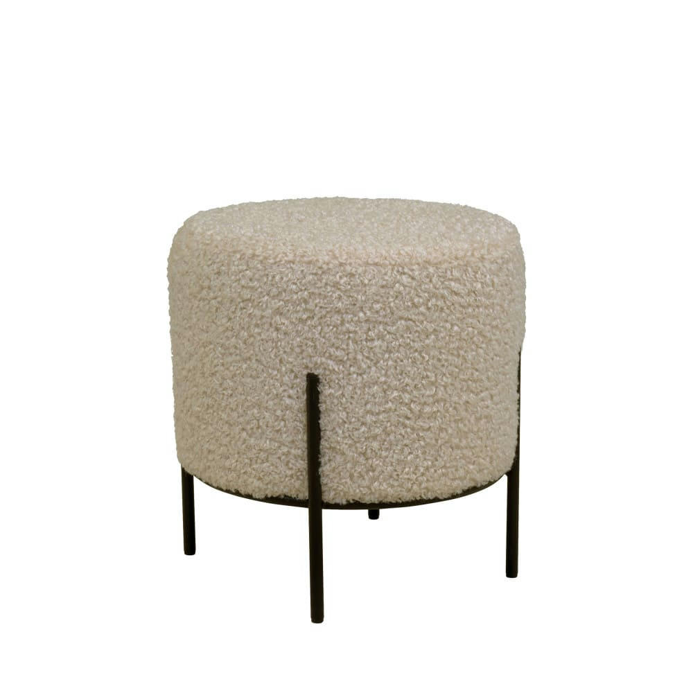 ALFORD - Pouf rond en tissu bouclette et métal D35,5cm sable