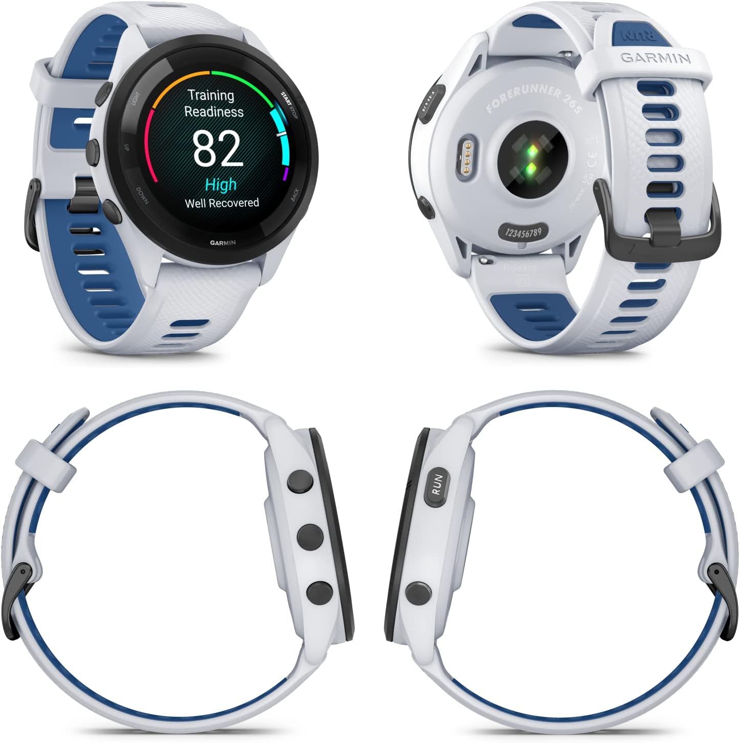 Wearable4U Garmin Forerunner 265 Music GPS Running 46 mm Smartwatch  Whitestone with AMOLED Touchscreen Display White Earbuds Bundle