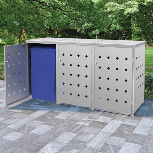 NNEVL Triple Wheelie Bin Shed 240 L Stainless Steel