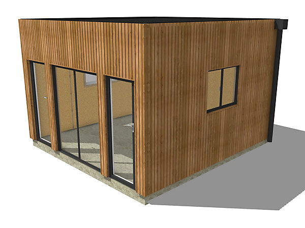 Bureau de jardin 4 saisons en bois 4,4 x 4,6 x 3,2 m / isolation RE2020