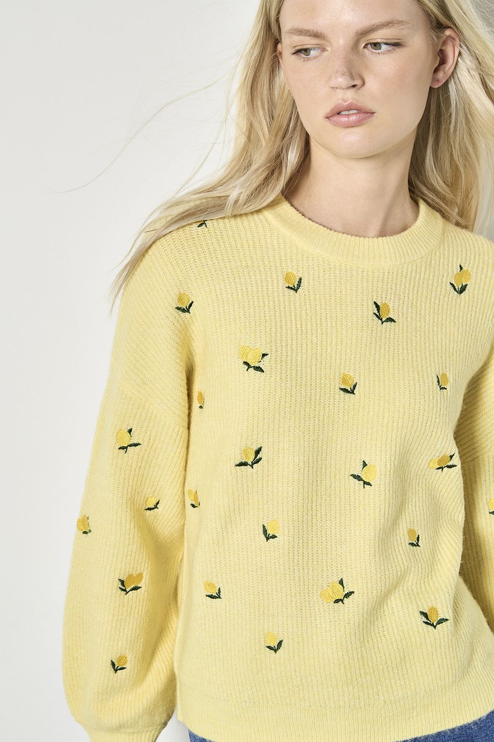 Apricot Embroidered Lemon Jumper