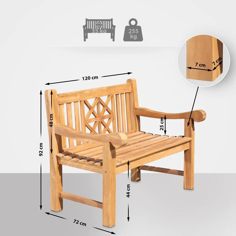 CLP Teakbank Halden 120 cm