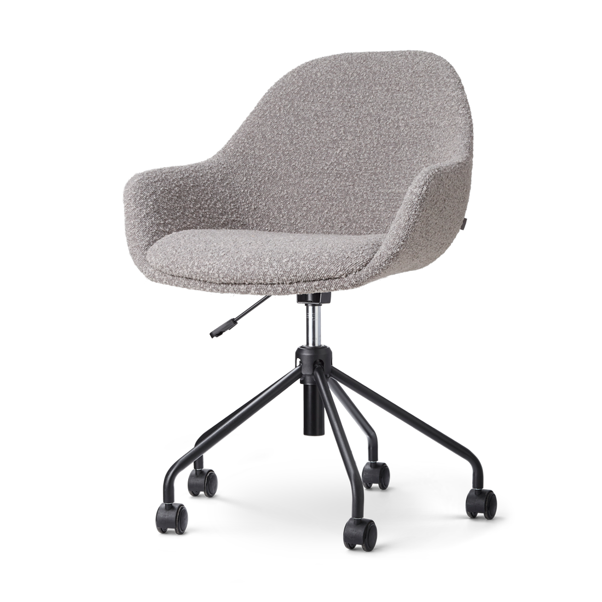 Nolon Nout-Mae Bureaustoel Bouclé Taupe - Armleuning - Zwart Onderstel