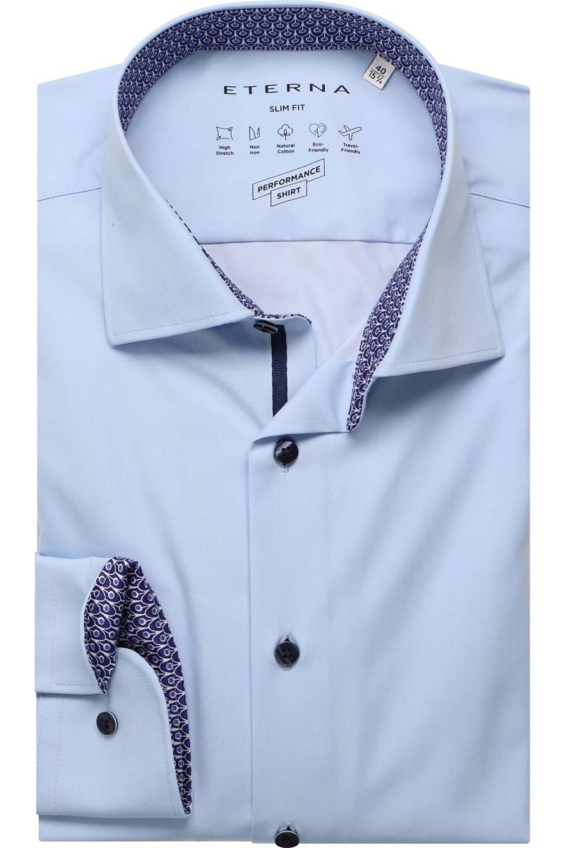 ETERNA Performance Slim Fit Hemd hellblau, Einfarbig