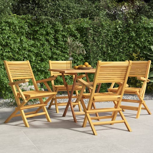 NNEVL Folding Garden Chairs 4 pcs 55x62x90 cm Solid Wood Teak