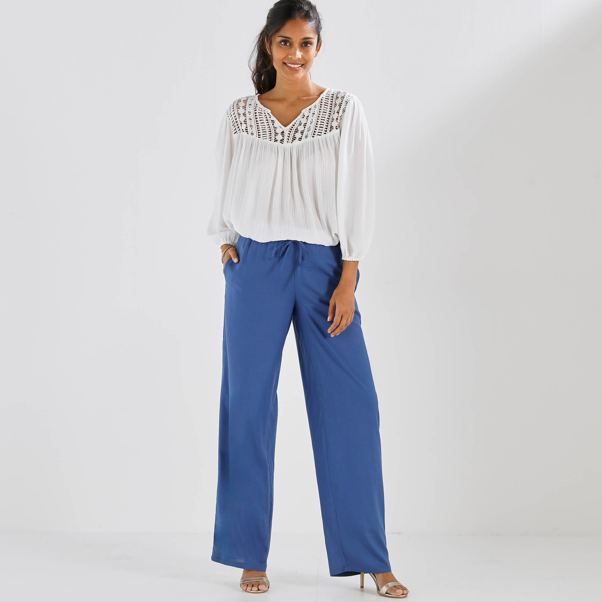 Pantalon large fluide uni