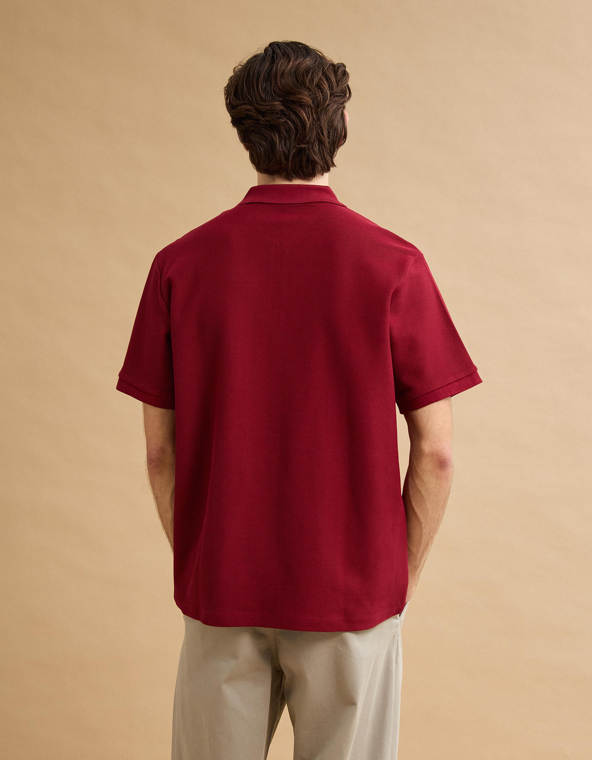 Polo com Fecho, Homem, Vermelho Escuro