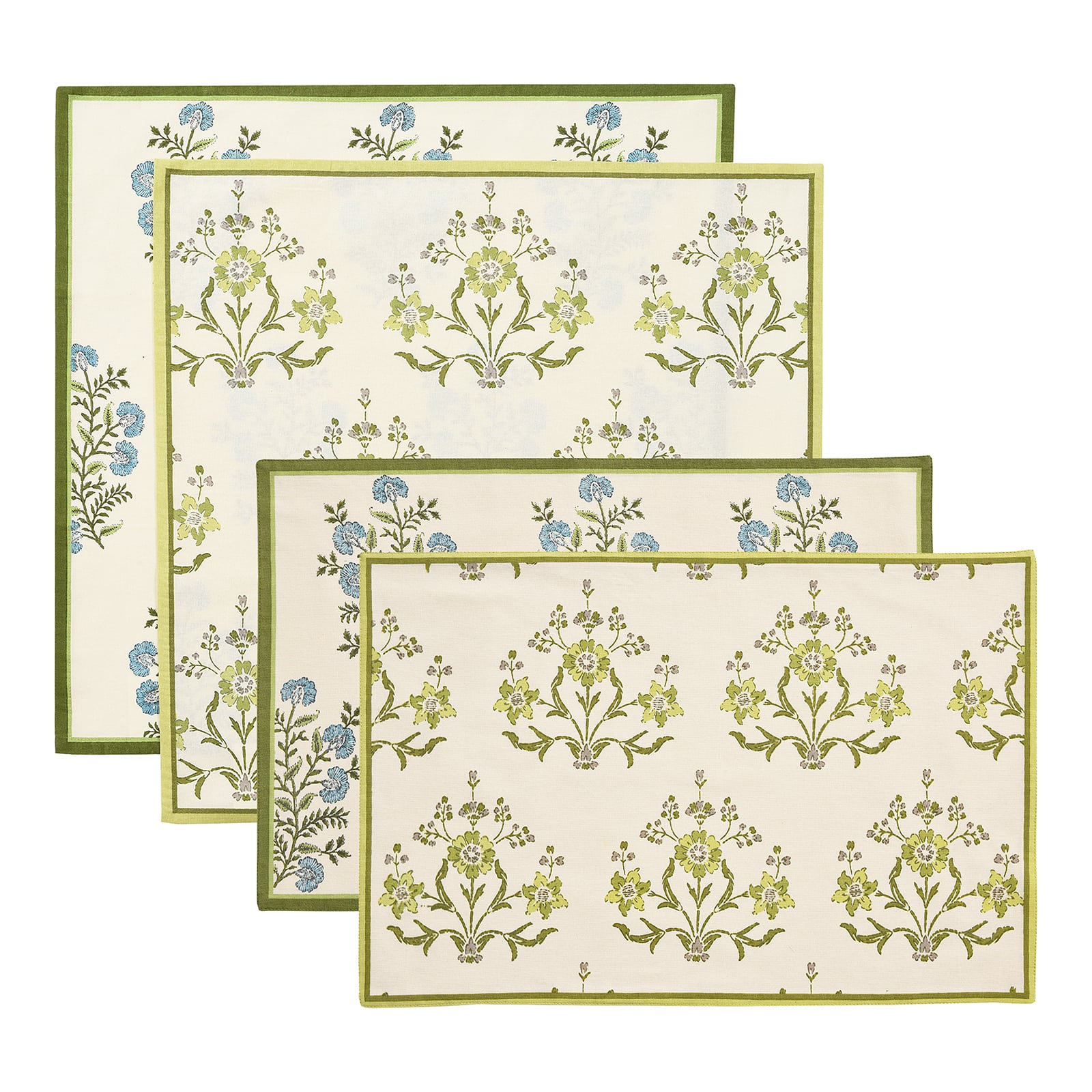 Tischsets mit Stoffservietten Grün, 4 -tlg.