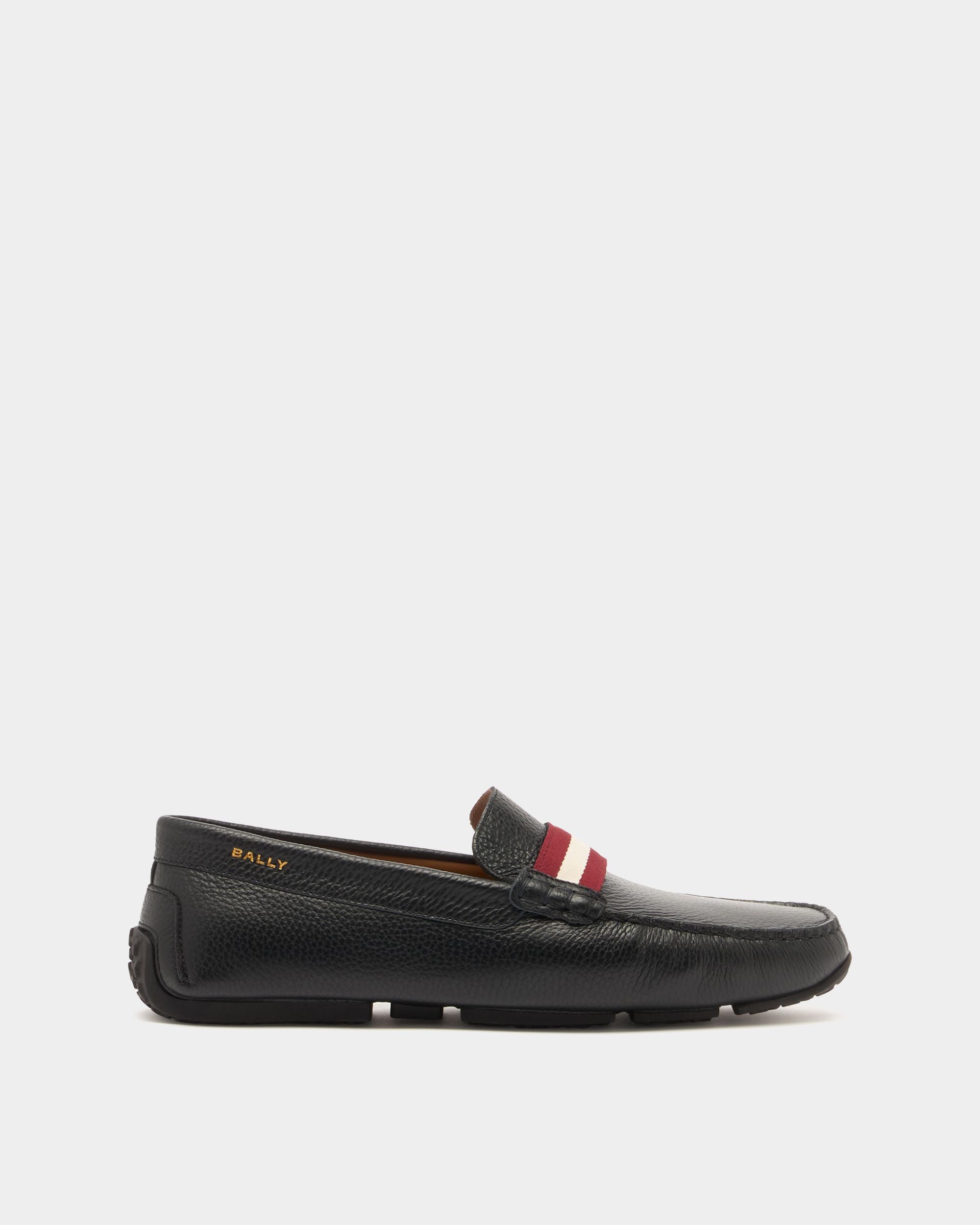 Pilot Driver-Schuhe aus genarbtem Leder in Schwarz