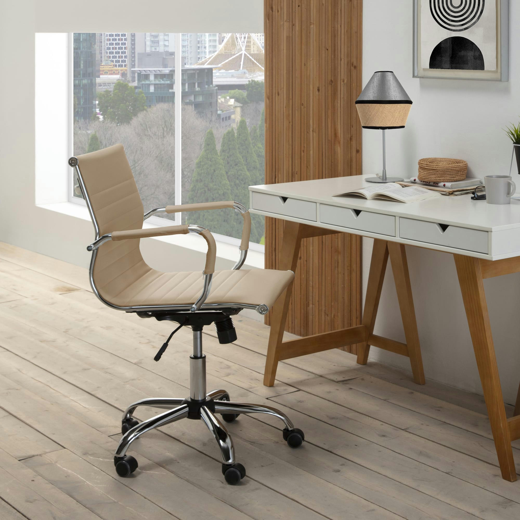 CROMA - Fauteuil de bureau inclinable taupe,cuir synthétique