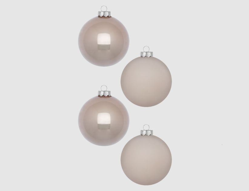 Weihnachtskugeln Taupe, Alabaster Glas Ø8cm supermatt & opal