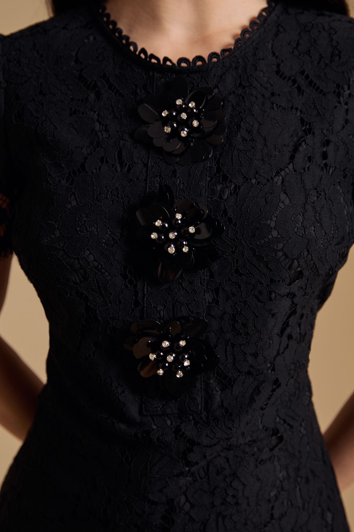 Oasis Floral Detail Lace Mini Dress