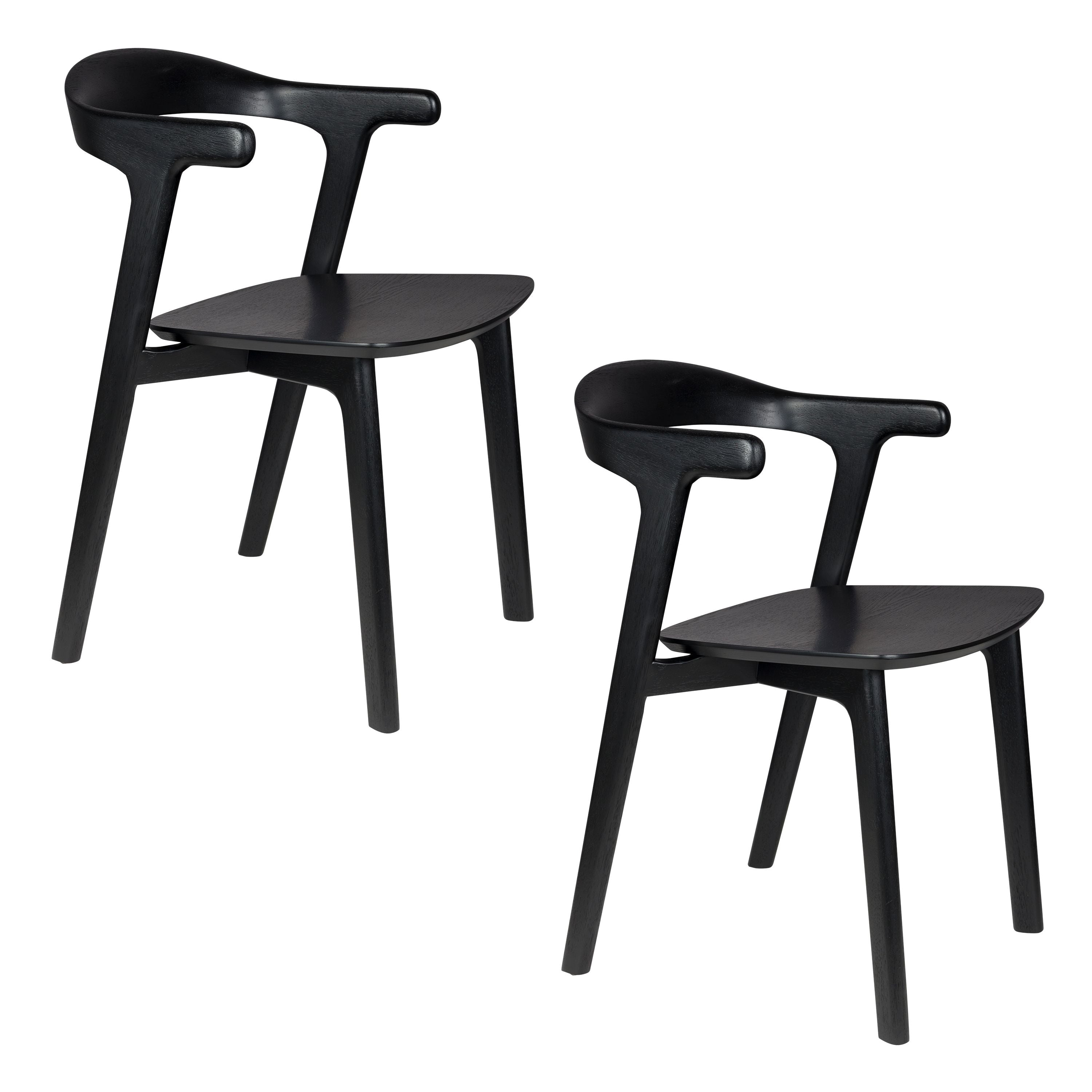Zuiver Northwood Eetkamerstoelen Armleuning Hout Zwart - Set van 2