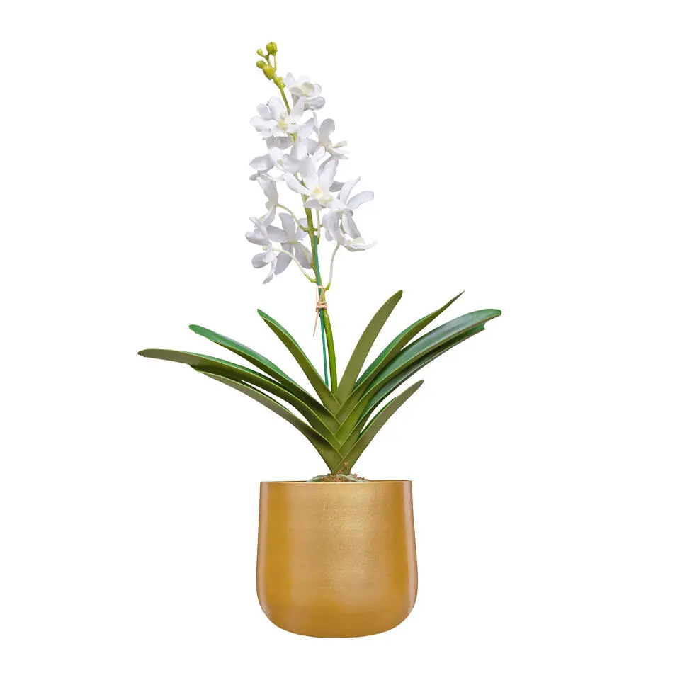 QUVIO Gouden bloempot - Metaal - ?17x15 cm - Goud