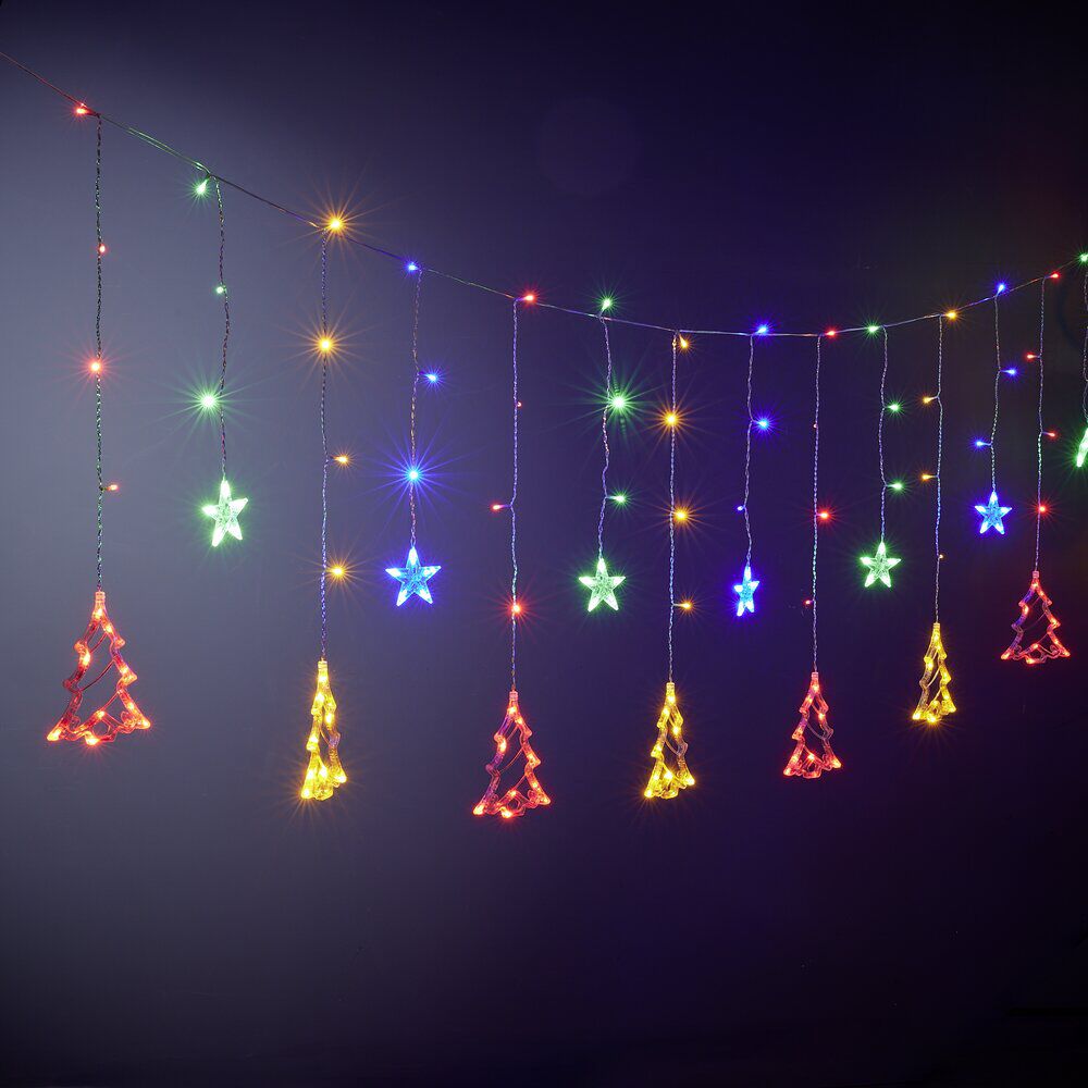 Guirlande de No&euml;l lumineuse 160LED bordure toit motifs sapin étoiles multicolore