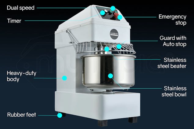 NNEMB Commercial 30L 1800W Spiral Dough Mixer Machine-2 Speed