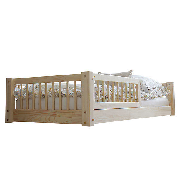 Lit 90x190 barrière et sommier inclus pieds 1 cm Adèle Bois
