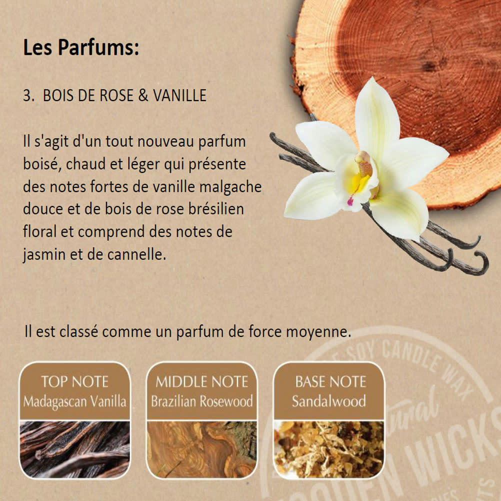 VANILLE - Diffuseur à bâtons éco responsable vanille bois de rose