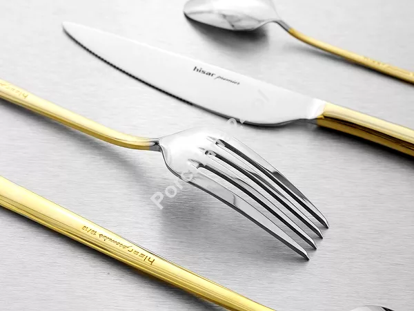 Komplet sztućców 65 cz. na 12 osób Hisar - Bahama Gold (4.0/3.0mm) złocone