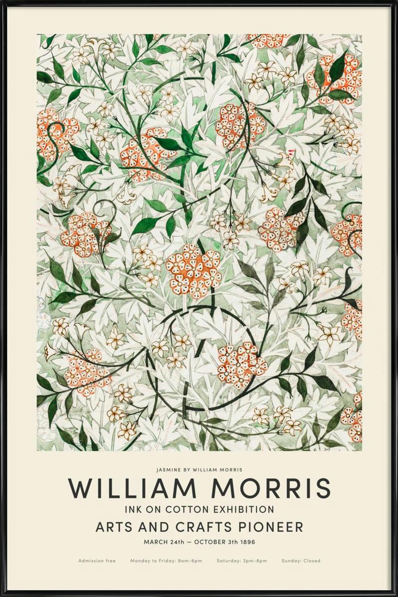 WILLIAM MORRIS - JASMINE EXHIBITION - Affiche dans cadre standard (noir) blanc ivoire & multicolore 20x30