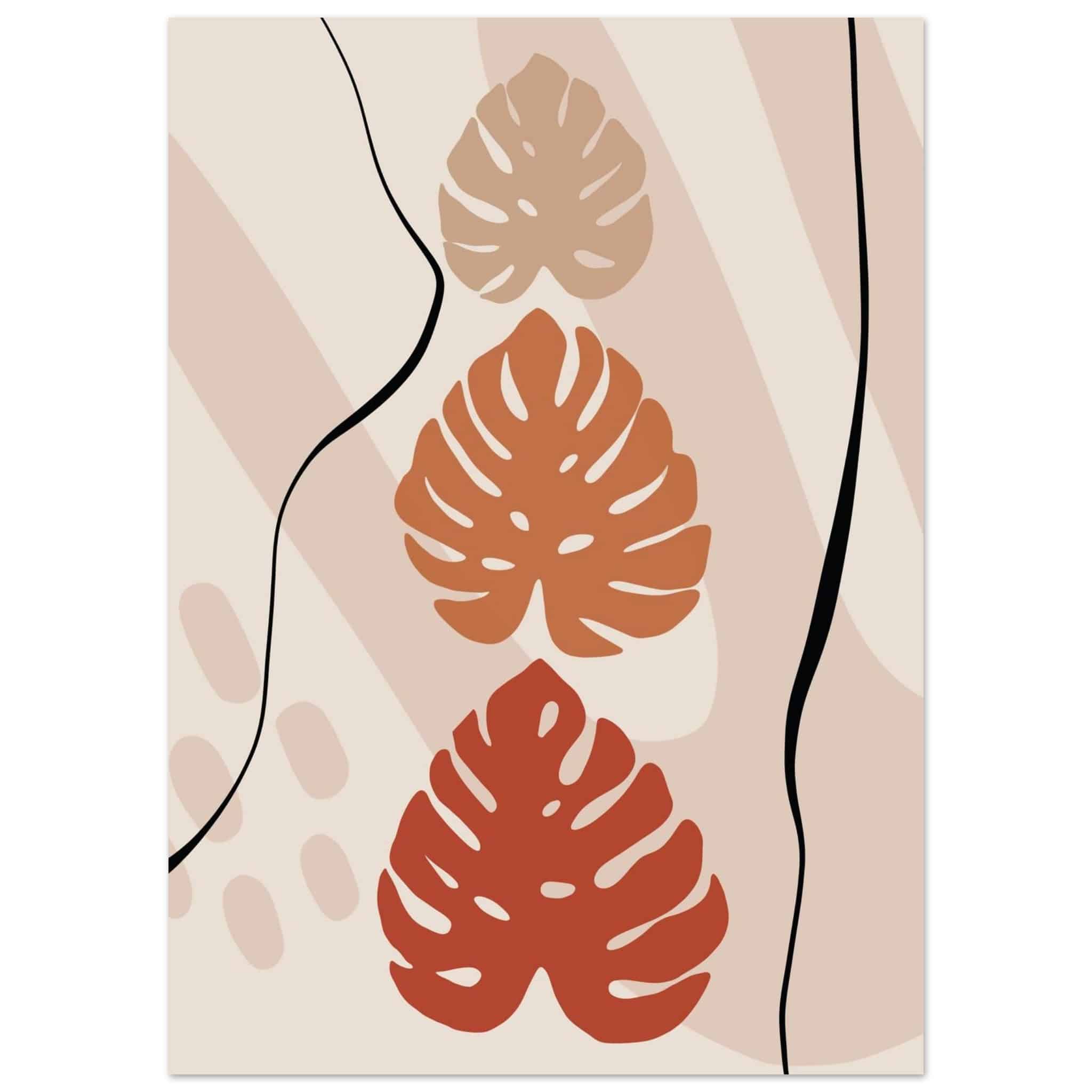 Artfulprints Poster Boho – Tropical trio  - 50x70 cm - Taupe