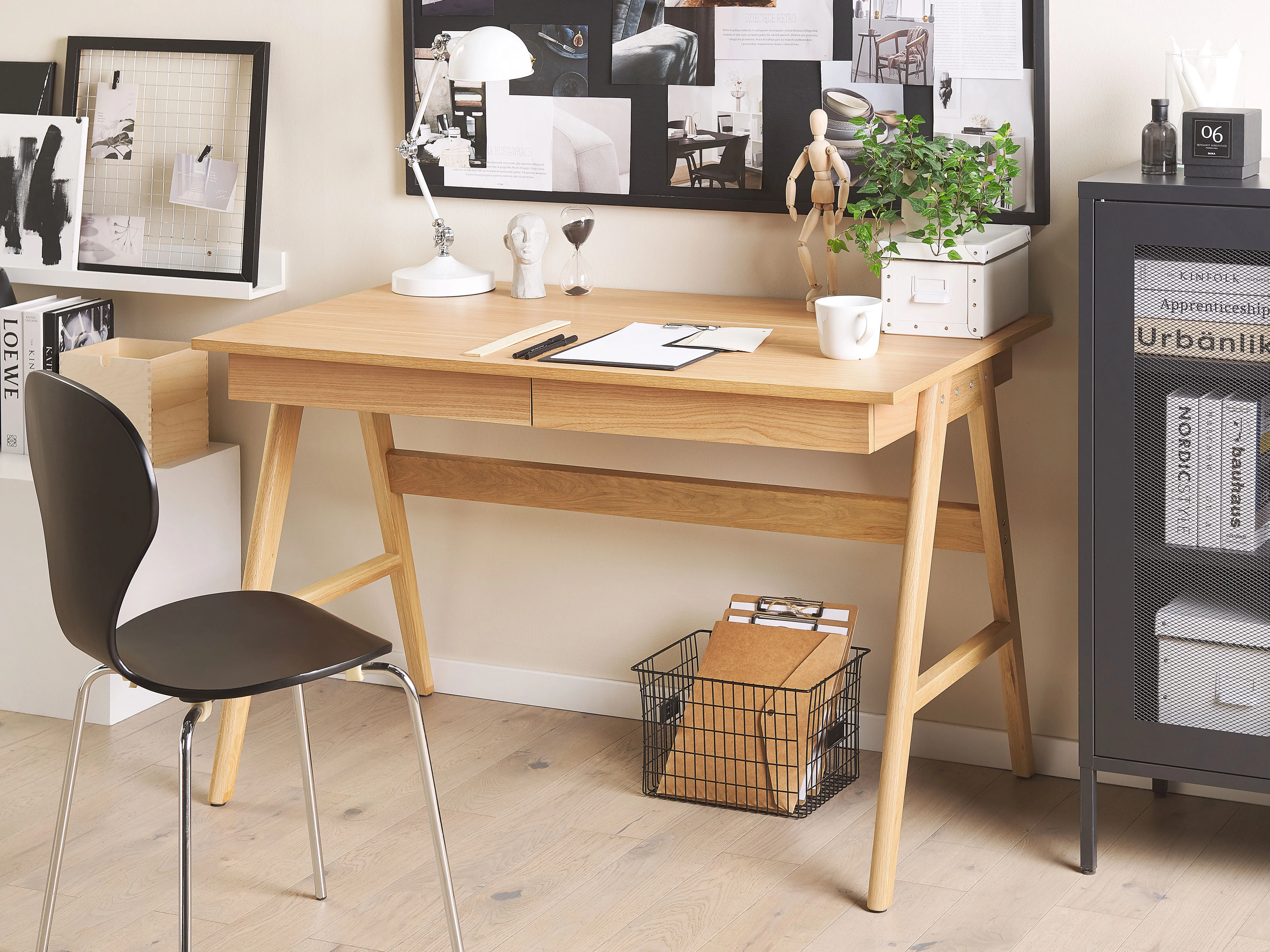Home Office Desk SHESLAY Light Brown 120 cm 70 cm with Drawers