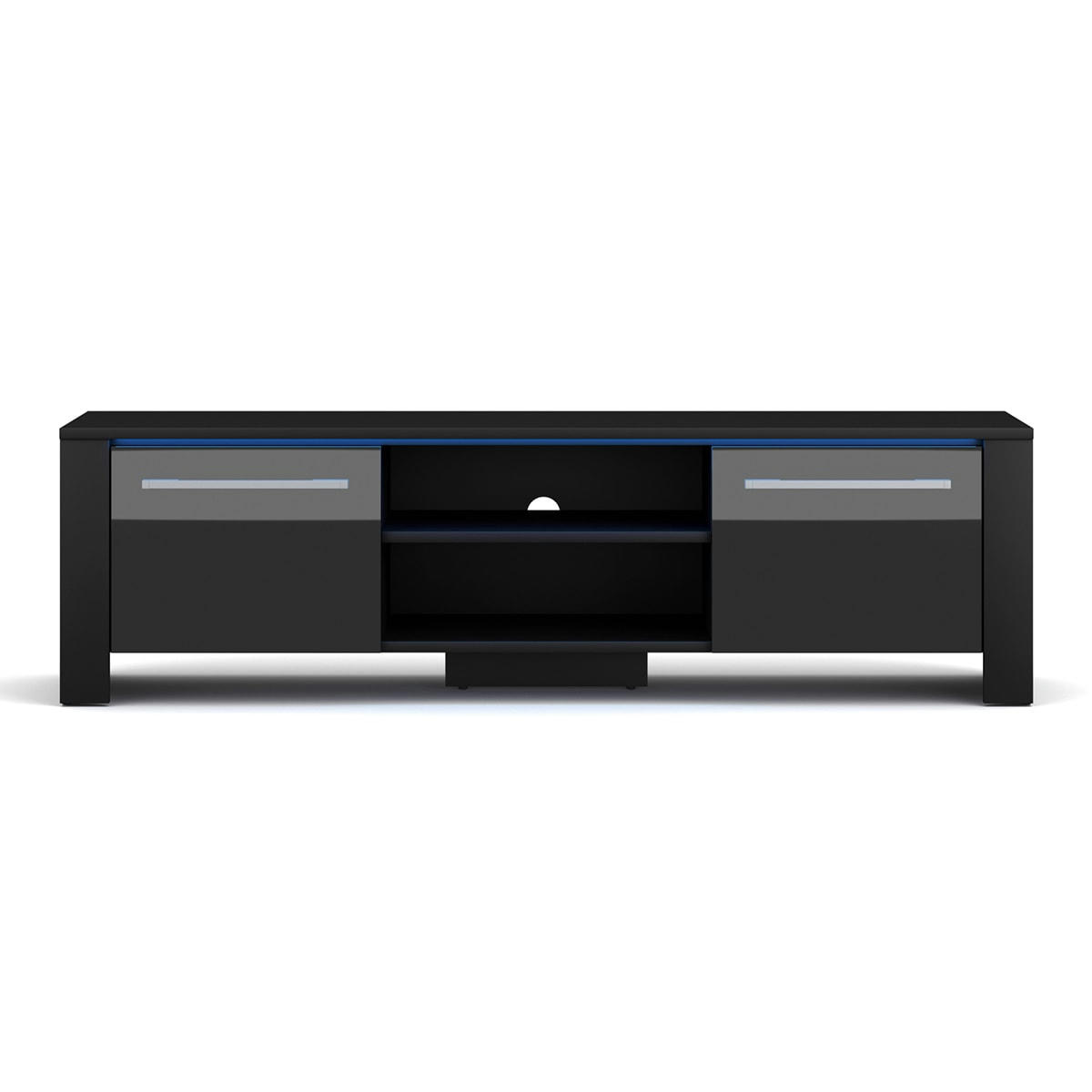 - Meuble tv 1 porte 140 cm avec led noir