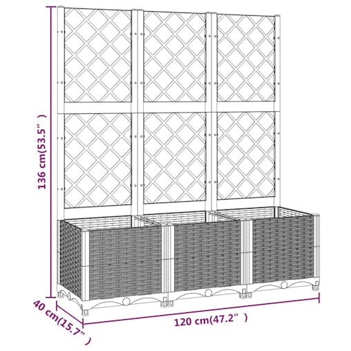 NNEVL Garden Planter with Trellis White 120x40x136 cm PP