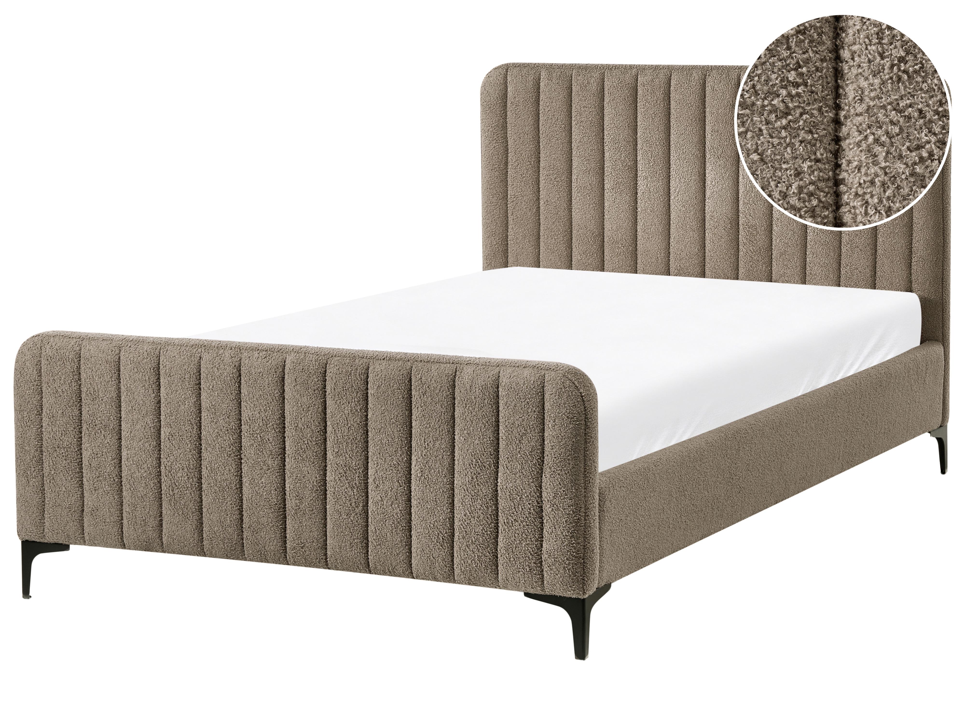 Bed Boucle LUNAN 120 x 200 cm (EU Small Double) Taupe