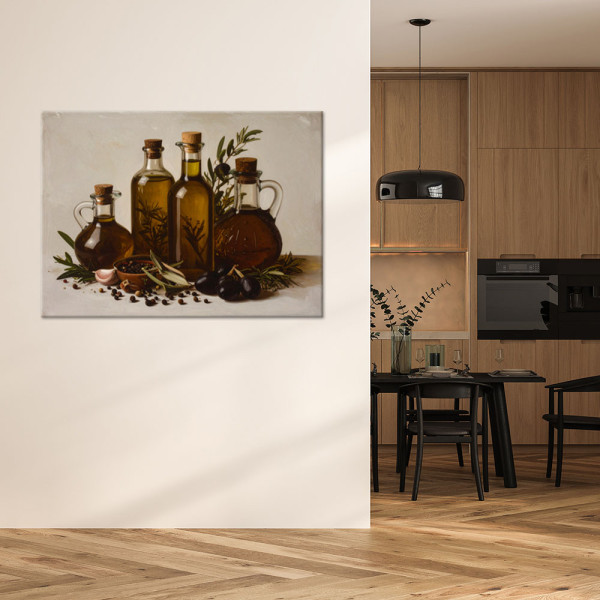 Obraz do kuchni jadalni restauracji baru, Oliwa z oliwek zioła 30x20