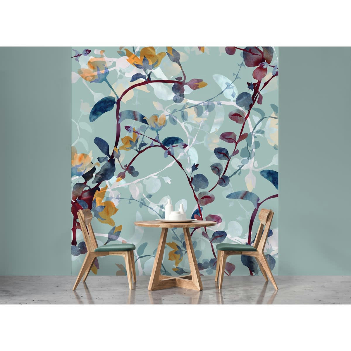 IVY - Papier peint panoramique en Papier Bleu cÃ©ladon  240x270