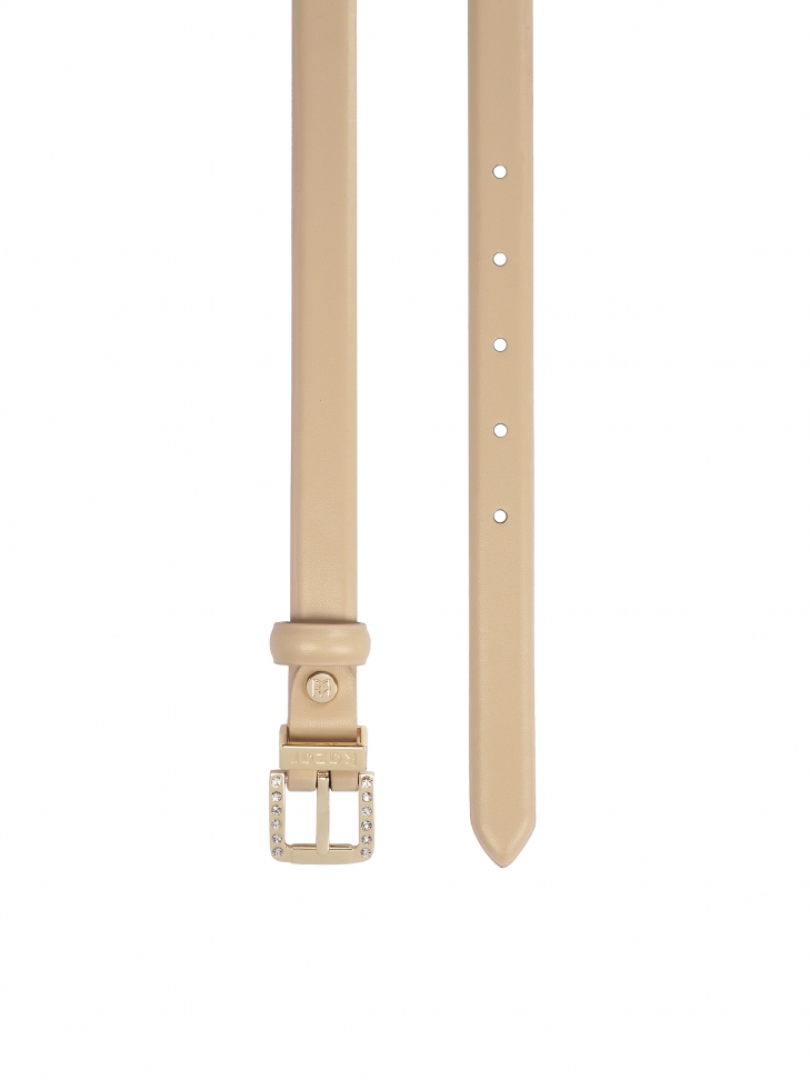 Smooth beige belt decorated with a buckle with crystals