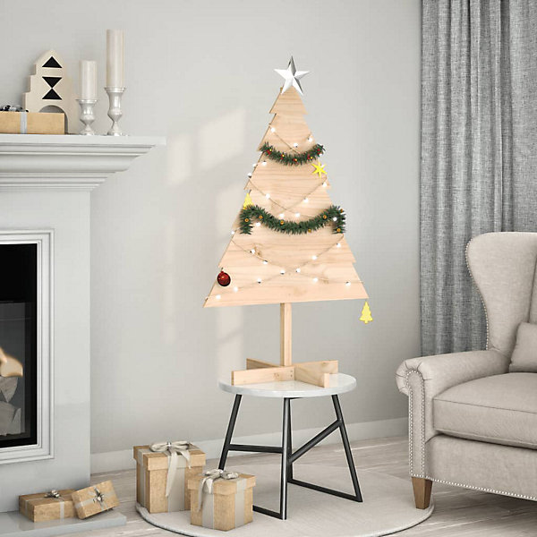 Arbre de Noël en bois pour décoration 110 cm bois massif vidaXL