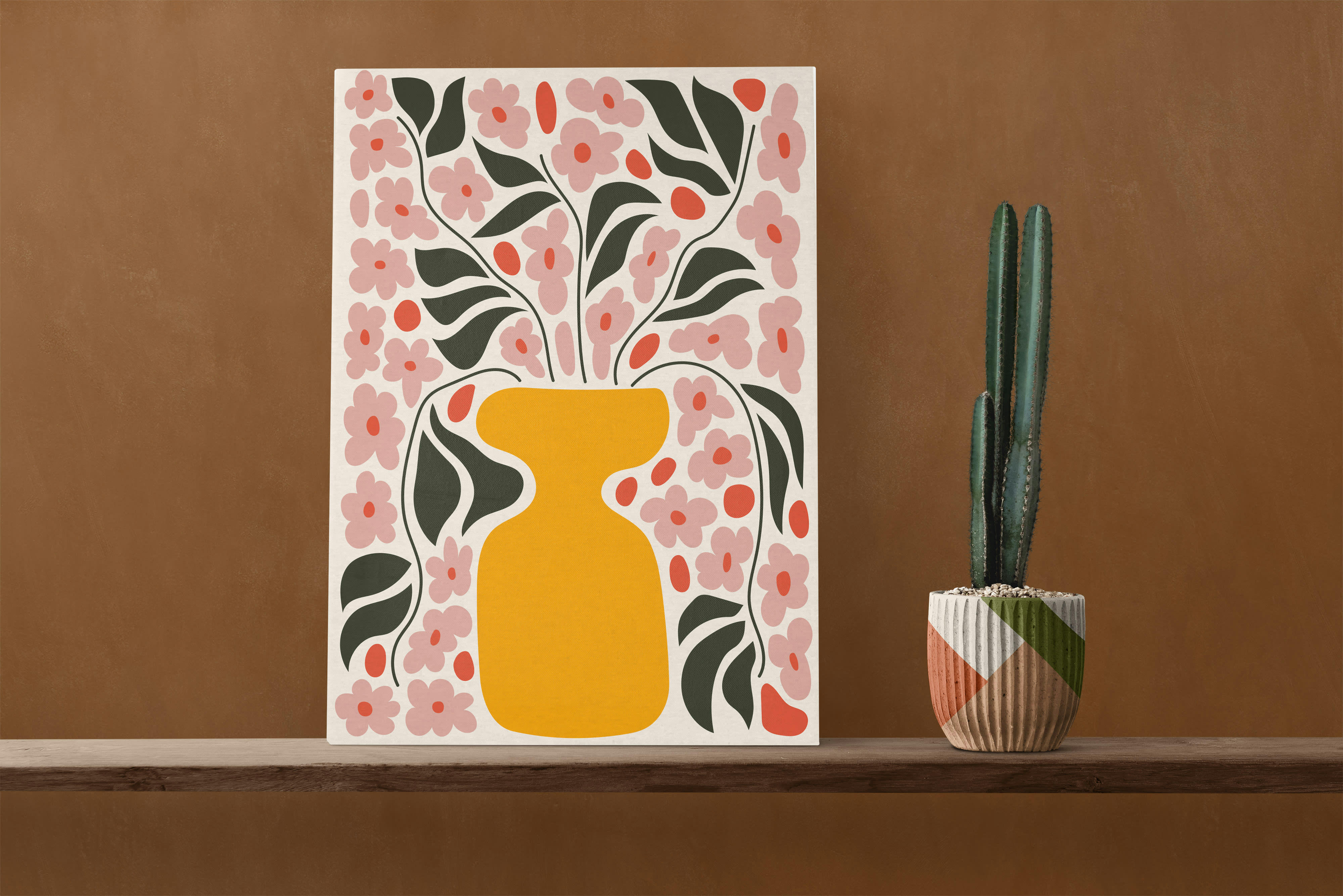 FLOWER JAR - Peinture sur toile 60x40 imprimé HD pot de fleurs